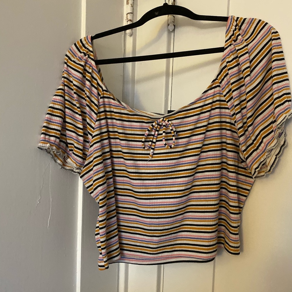 PLUS SIZE striped cropped tee shirt